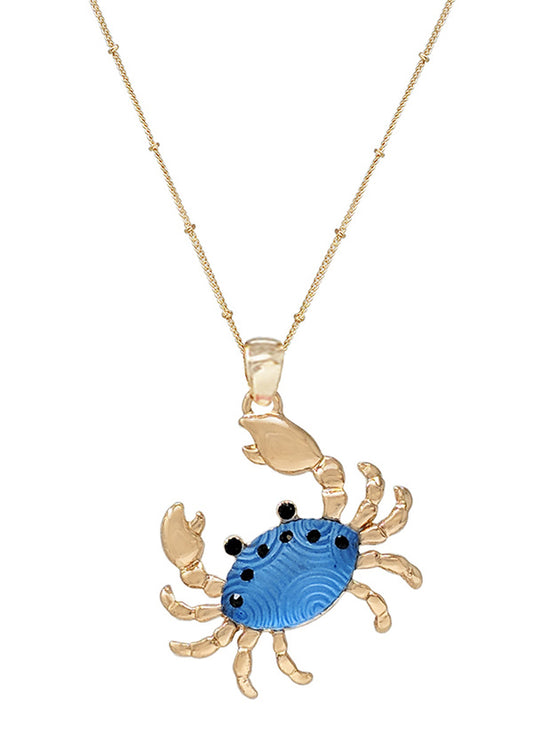 SEALIFE THEME ACRYLIC BEAD NECKLACE - CRAB
