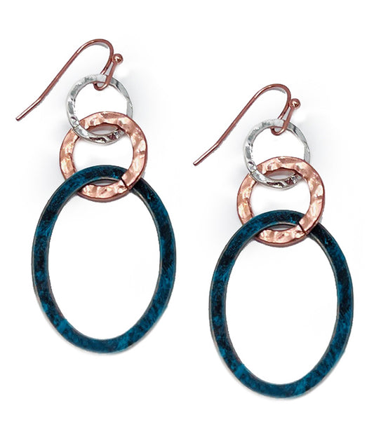 MULTI METAL HOOP LINK DROP EARRING