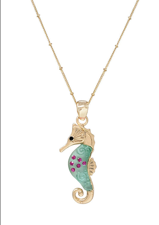 SEALIFE THEME ACRYLIC BEAD NECKLACE - SEAHORSE