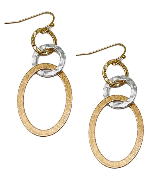 MULTI METAL HOOP LINK DROP EARRING