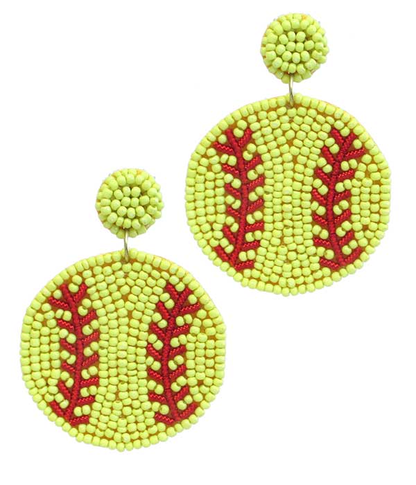 HANDMADE MULTI SEEDBEAD SOFTBALL EARRING