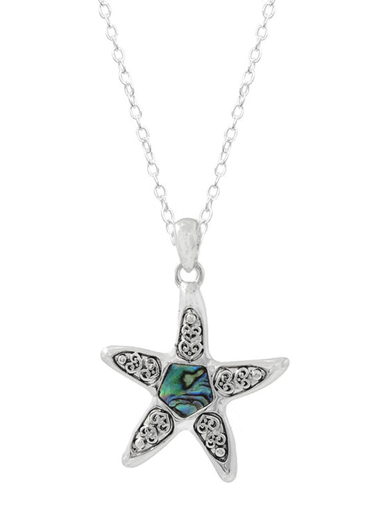 SEALIFE THEME ABALONE AND FILIGREE NECKLACE - STARFISH