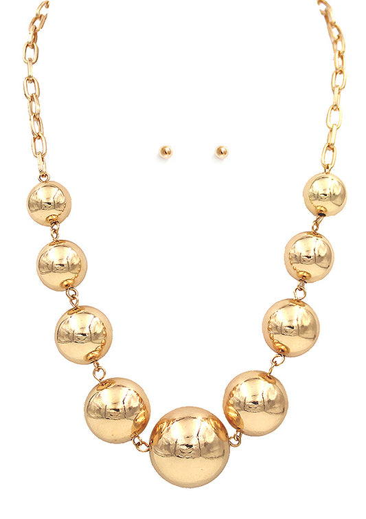 MULTI METAL BALL LINK NECKLACE SET