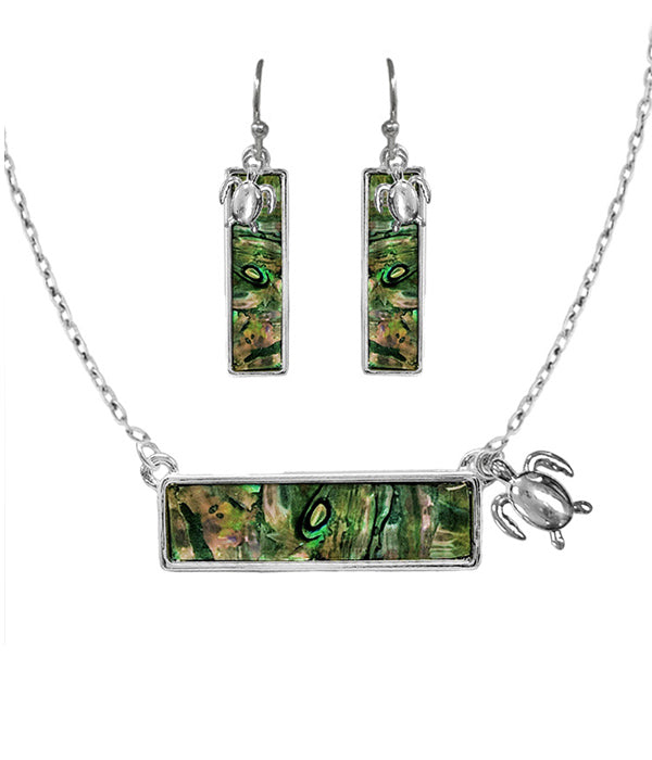 SEALIFE THEME ABALONE BAR NECKLACE - TURTLE
