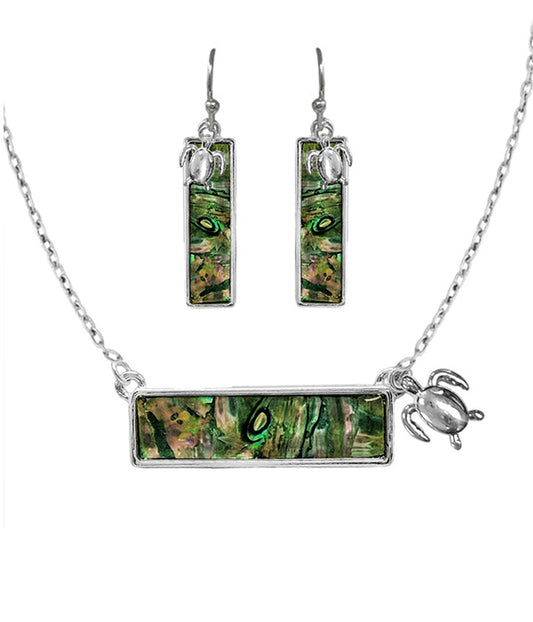 SEALIFE THEME ABALONE BAR NECKLACE - TURTLE