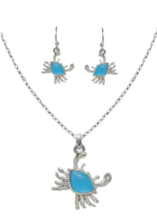 SEALIFE THEME SEAGLASS NECKLACE - CRAB