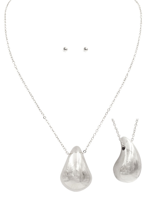 PUFFY TEARDROP PENDANT NECKLACE SET