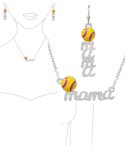 SPORT THEME NECKLACE SET - SOFTBALL MAMA