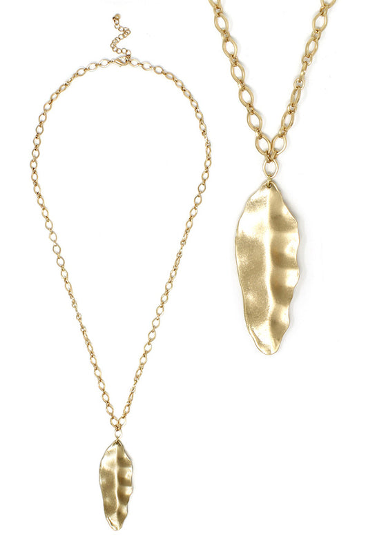 SIMPLE LEAF PENDANT LONG NECKLACE