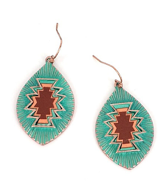 AZTEC PATTERN MARQUISE EARRING -western