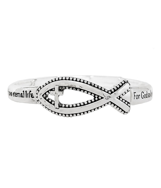 RELIGIOUS INSPIRATION MESSAGE STRETCH BRACELET - JOHN 3:16