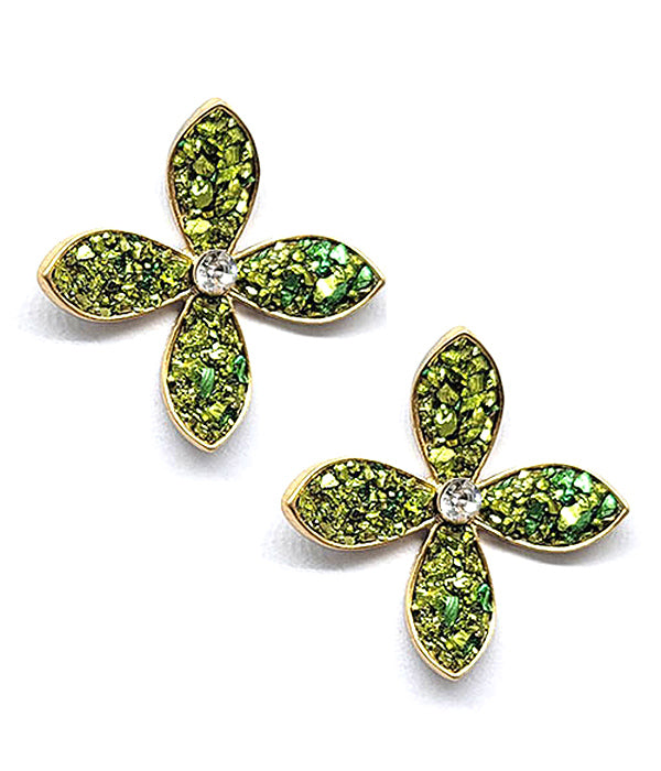 CRYSTAL CENTER SRARKLING FLOWER EARRING