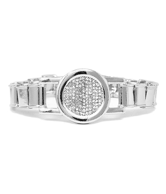 CRYSTAL STUD DISC STRETCH BRACELET