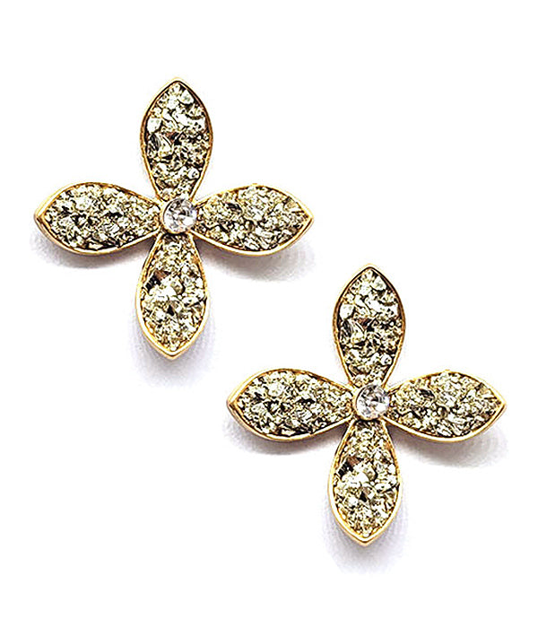 CRYSTAL CENTER SRARKLING FLOWER EARRING