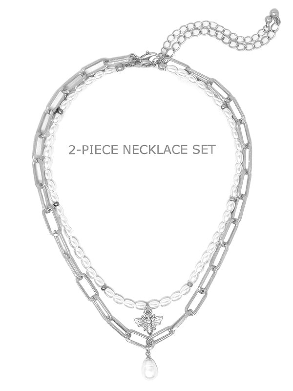 GARDEN THEME 2 PIECE NECKLACE SET - BEE
