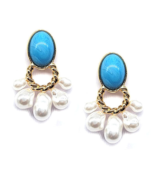 TURQUOISE AND MOP EARRING