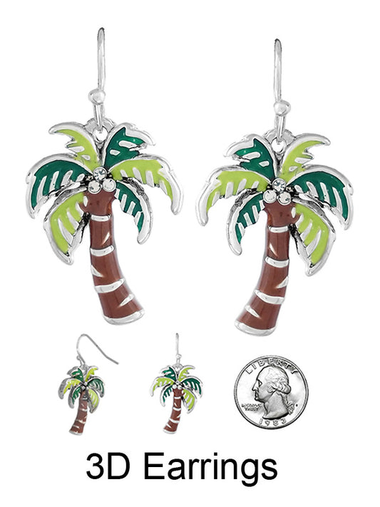 TROPICAL THEME 3D EPOXY EARRING - PALM TREE