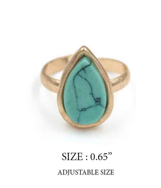 SEMI PRECIOUS STONE RING - TEARDROP