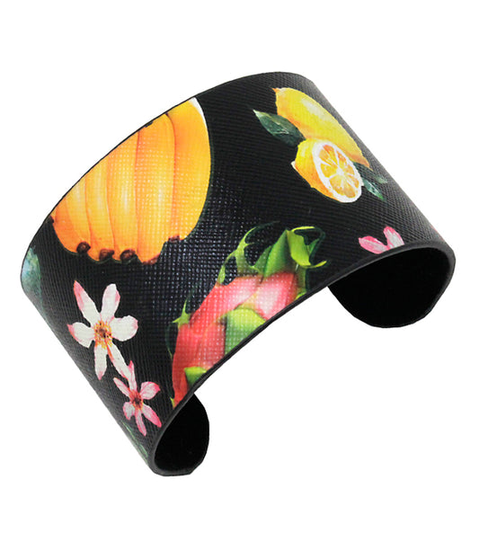 TROPICAL FRUIT METAL BANGLE BRACELET