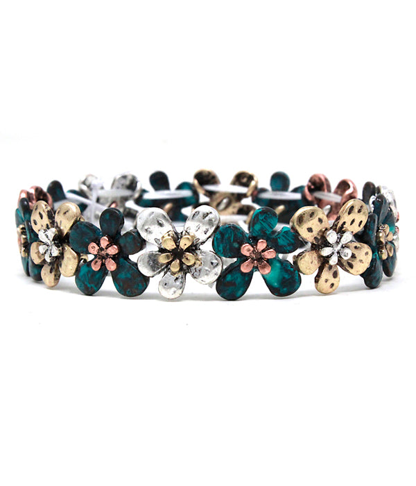 VINTAGE METAL FLOWER STRETCH BRACELET