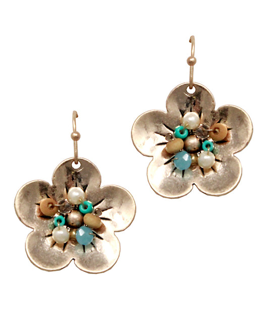 METAL FLOWER EARRING