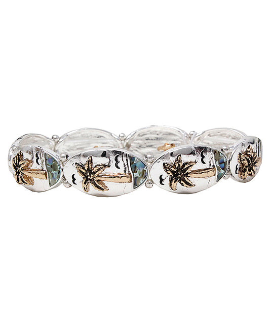 ABALONE PALM TREE STRETCH BRACELET