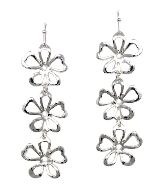 METAL FLOWER LINK DROP EARRING