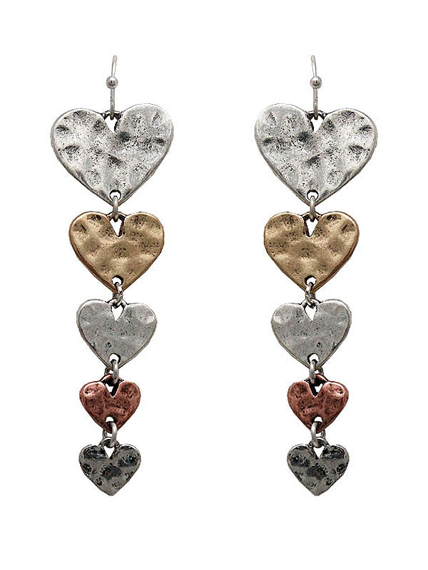 MULTI HEART DROP EARRING