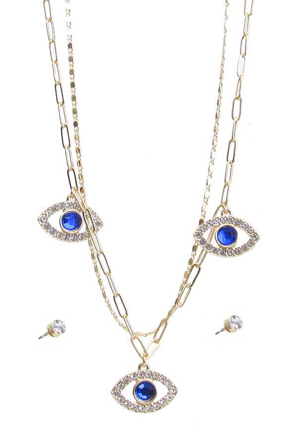 EVILEYE THEME TRIPL LAYER NECKLACE SET