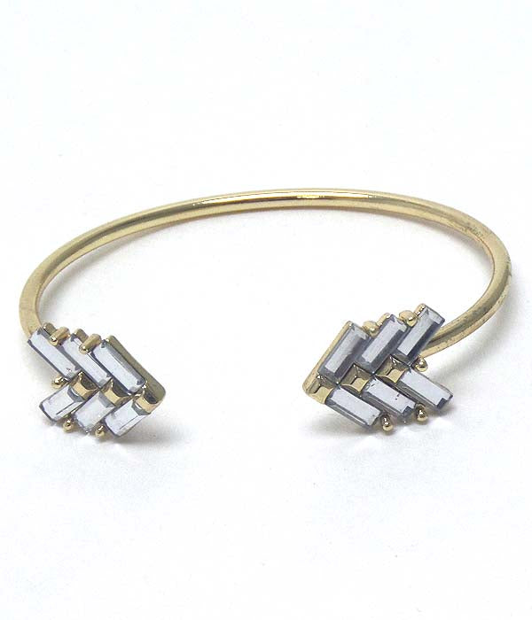 BAGUETTE STONE CHEVRON WIRE BANGLE BRACELET