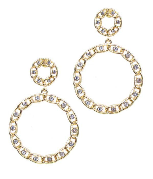METAL CHAIN HOOP DROP EARRING