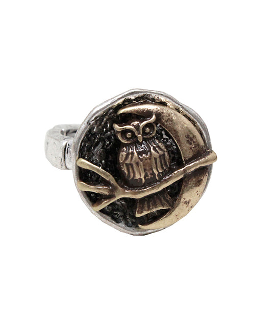 VINTATGE METAL OWL STRETCH RING