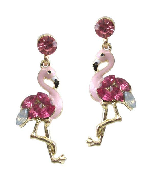 CRYSTAL FLAMINGO EARRING