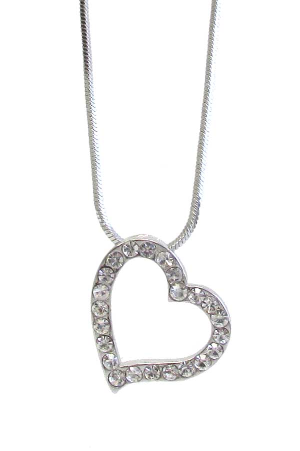 MADE IN KOREA WHITEGOLD PLATING HEART PENDANT NECKLACE