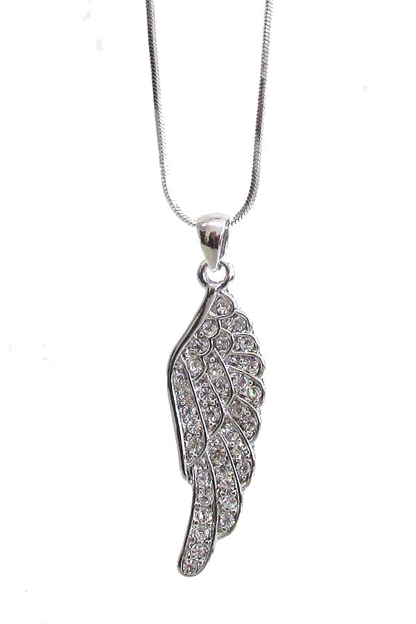 MADE IN KOREA WHITEGOLD PLATING ANGEL WING PENDANT NECKLACE