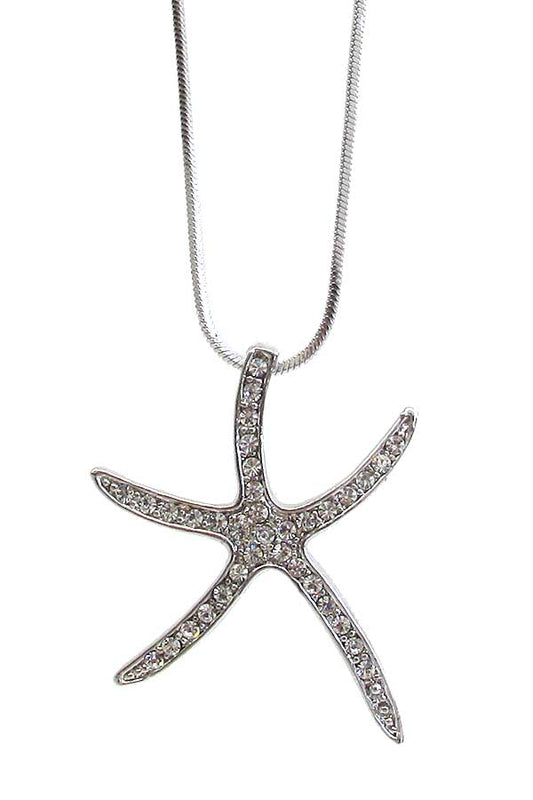 MADE IN KOREA WHITEGOLD PLATING STARFISH PENDANT NECKLACE