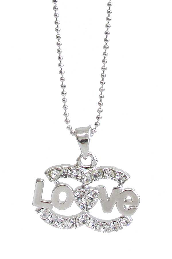 MADE IN KOREA WHITEGOLD PLATING LOVE PENDANT NECKLACE