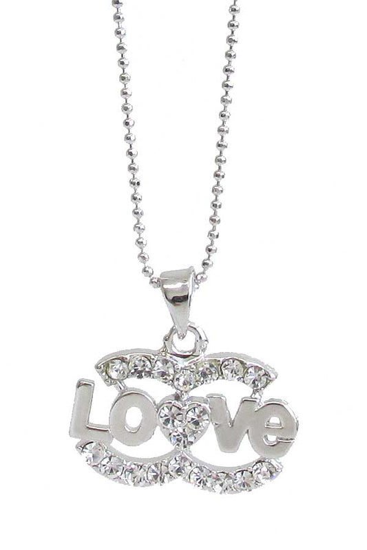 MADE IN KOREA WHITEGOLD PLATING LOVE PENDANT NECKLACE