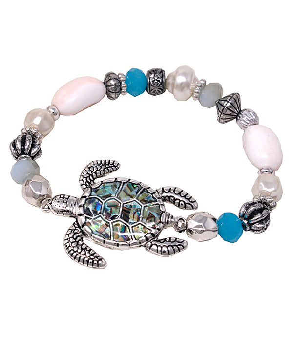 MULTI BEAD MIX STRETCH BRACELET - TURTLE