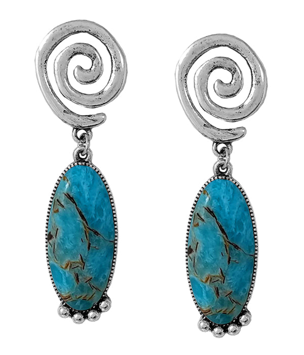 SWIRL AND TURQUOISE EARRING