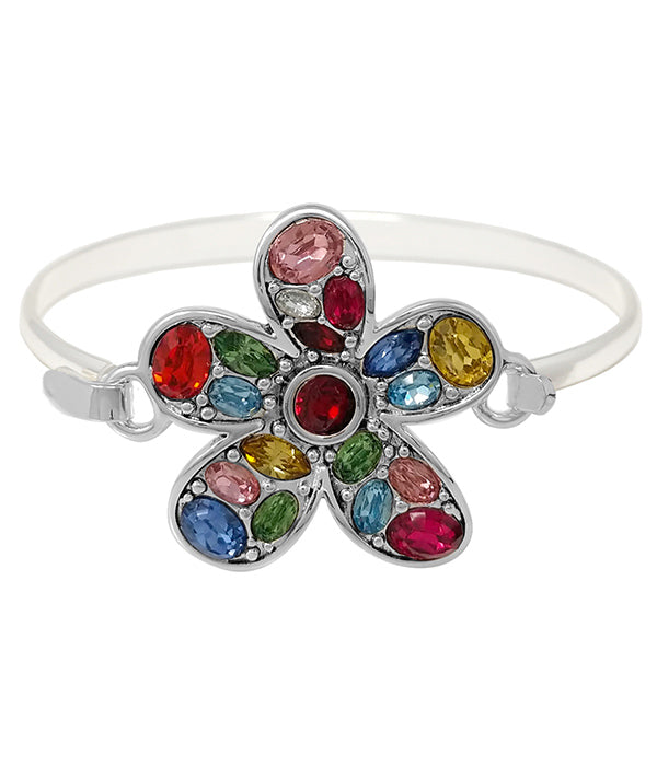 GARDEN THEME CRYSTAL BANGLE BRACELET - FLOWER