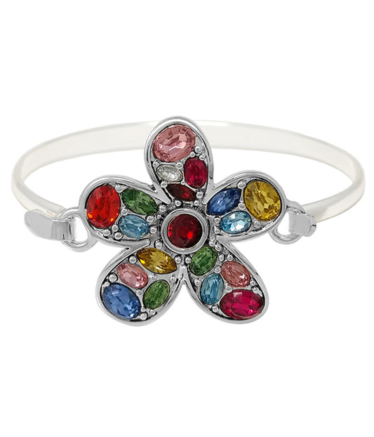 GARDEN THEME CRYSTAL BANGLE BRACELET - FLOWER