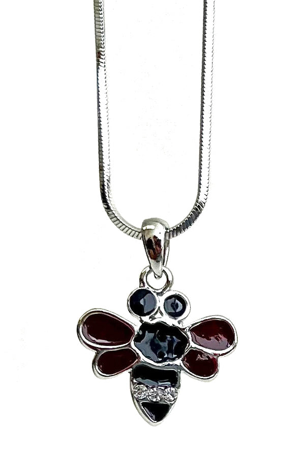 MADE IN KOREA WHITEGOLD PLATING EPOXY BEE PENDANT NECKLACE