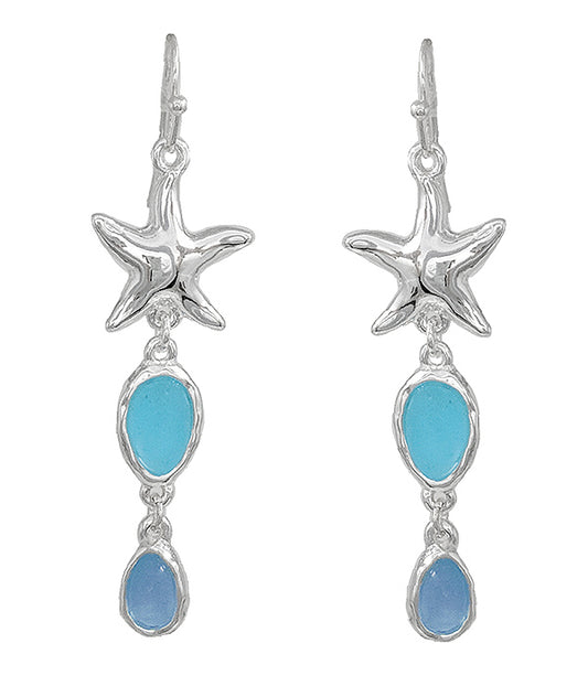 SEALIFE THEME SEAGLASS DROP EARRING - STARFISH