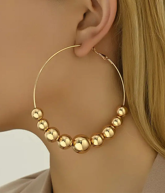 MULTI METAL BALL WIRE HOOP EARRING