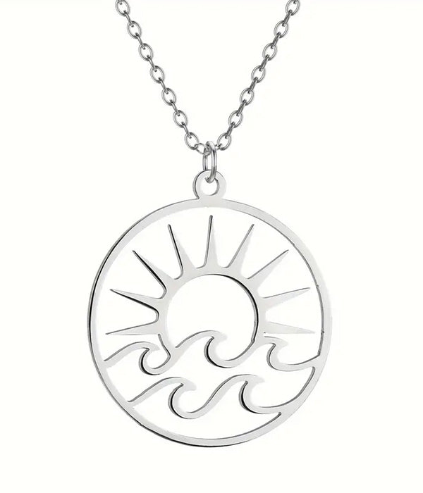 SUN AND WAVE PENDANT NECKLACE