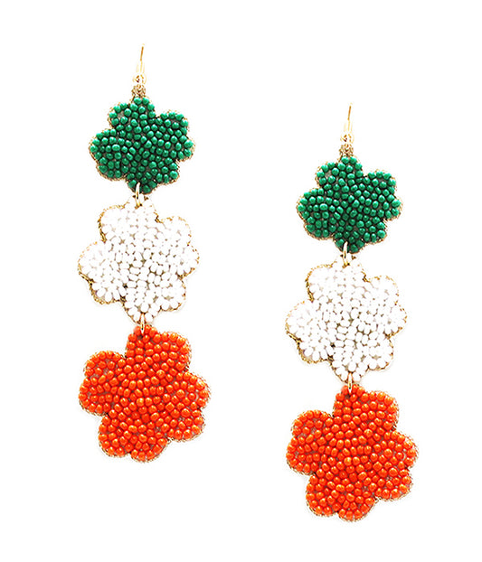 ST PATRICK DAY THEME MULTI BEAD EARRING - SHAMROCK