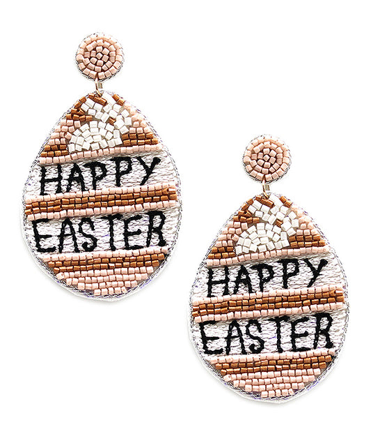 HANDMADE MULTI SEEDBEAD EASTER THEME EARRING - EASTER EGG