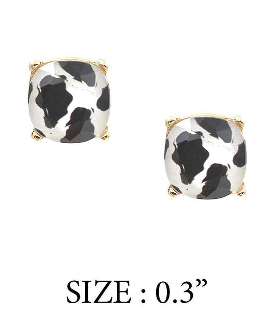 FACET STONE STUD EARRING - COW