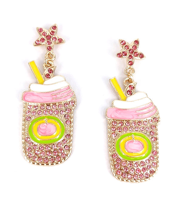 CRYSTAL MILK TEA CUP EARRING